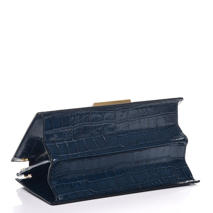 Mulberry Calfskin Croc Print Pembroke Shoulder Bag Navy 4 of 8