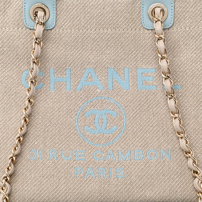 Chanel Mixed Fibers Calfskin Medium Deauville Tote Grey Light Blue 9 of 12