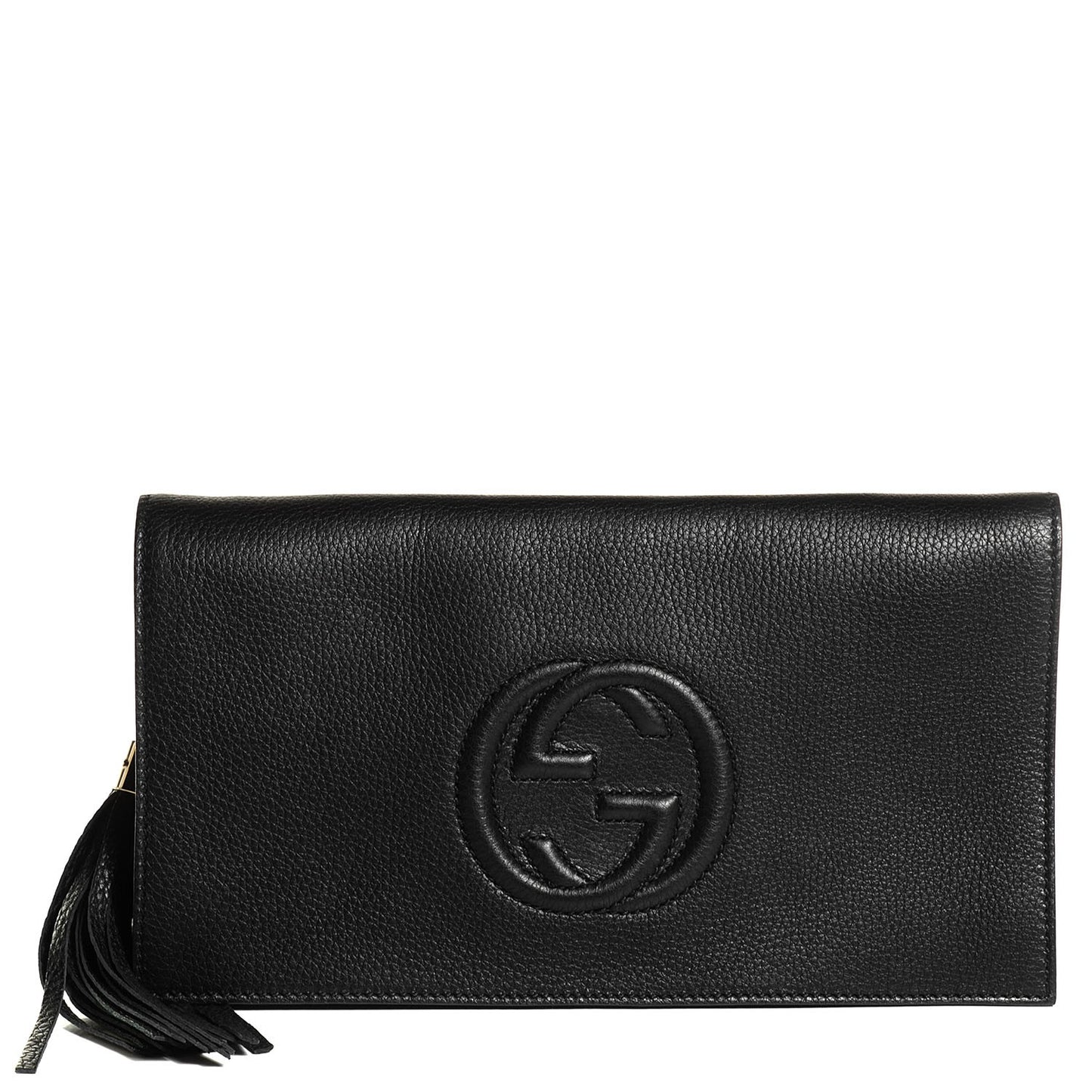 Pebbled Calfskin Medium Soho Clutch Black