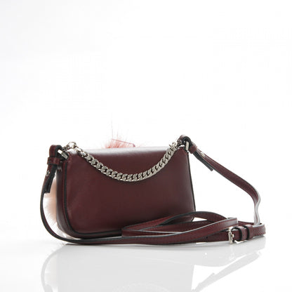 Fendi Shiny Nappa Mink Fox Fur Crystal Micro Buggie Baguette Bordeaux Rust Multicolor 3 of 8