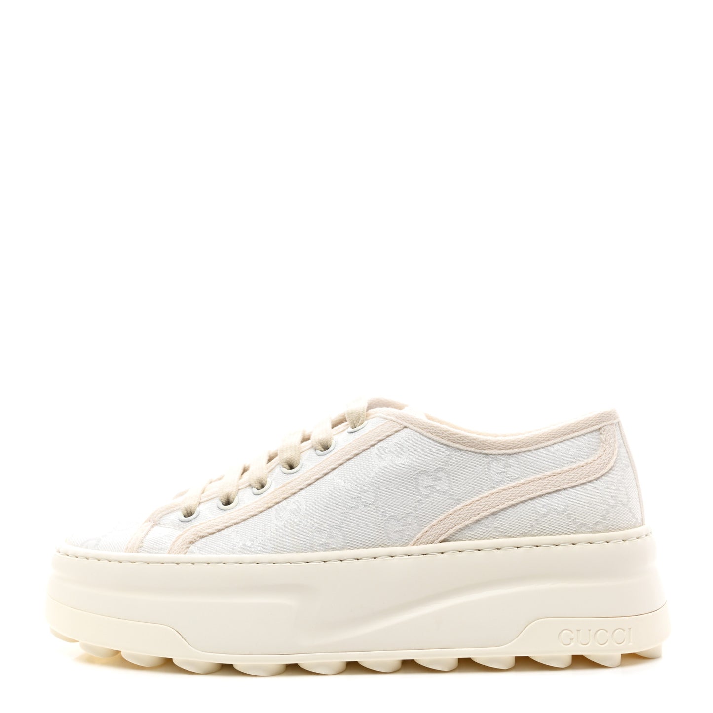 GG Monogram Womens 1977 Tennis Platform 52mm Sneakers 37 Great White Mystic White
