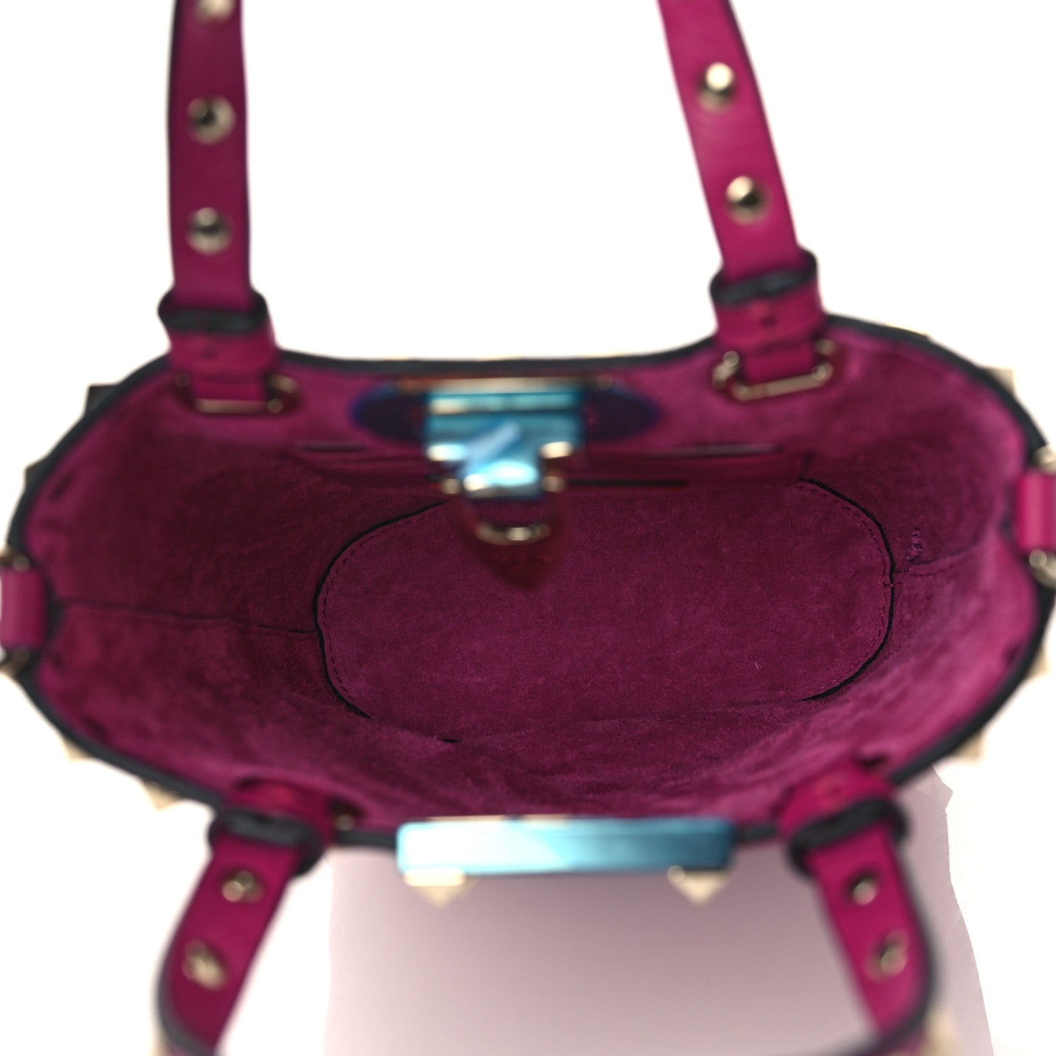 Valentino Garavani Pebbled Calfskin Rockstud Bucket Bag Rose Violet 5 of 8