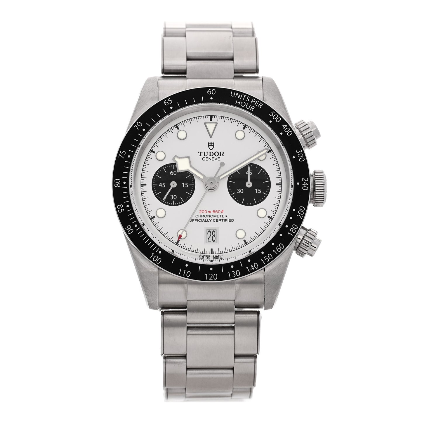 Stainless Steel 41mm Black Bay Chronograph Panda Automatic Watch White 79360N