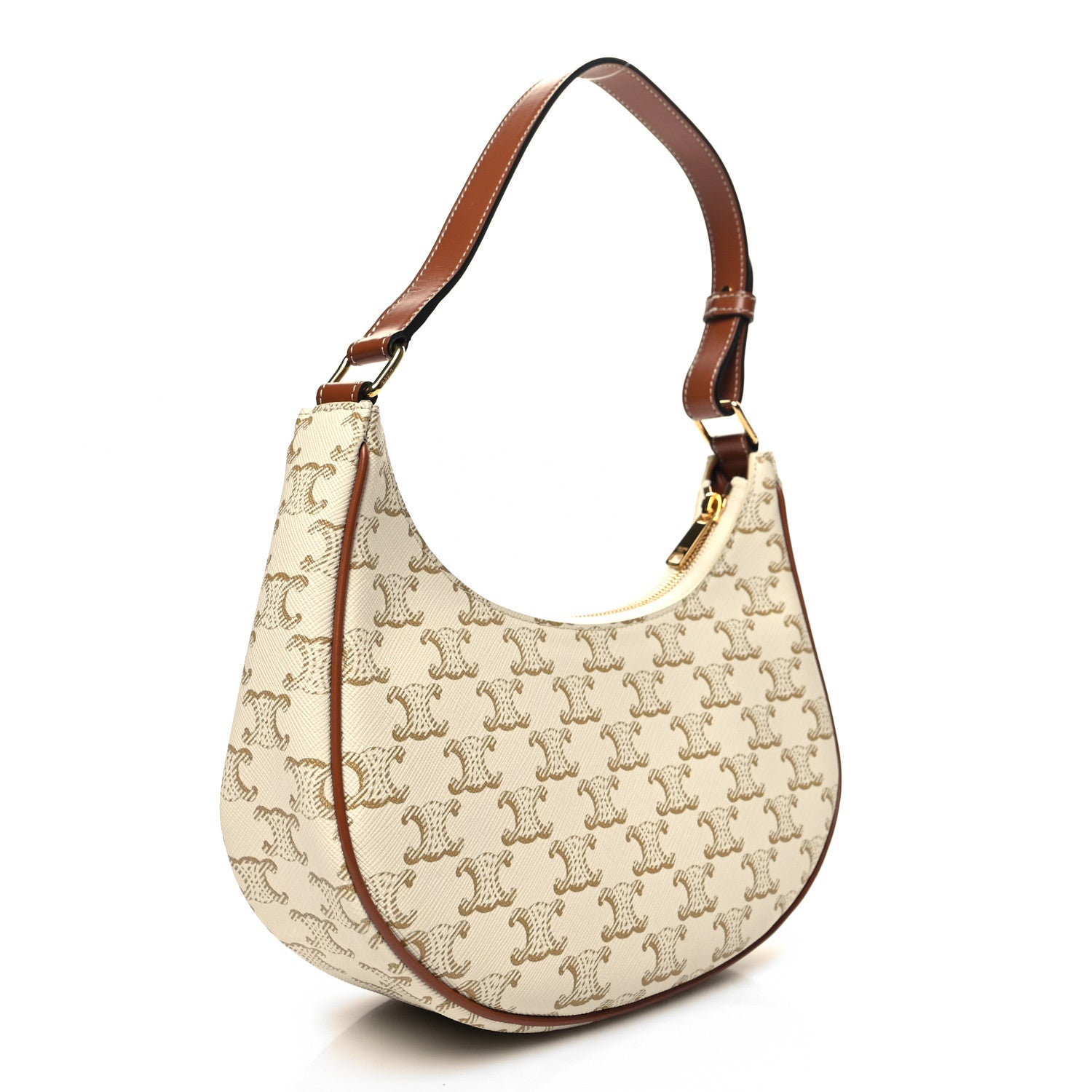 Celine Canvas Calfskin Ava Triomphe Shoulder Bag White 3 of 11