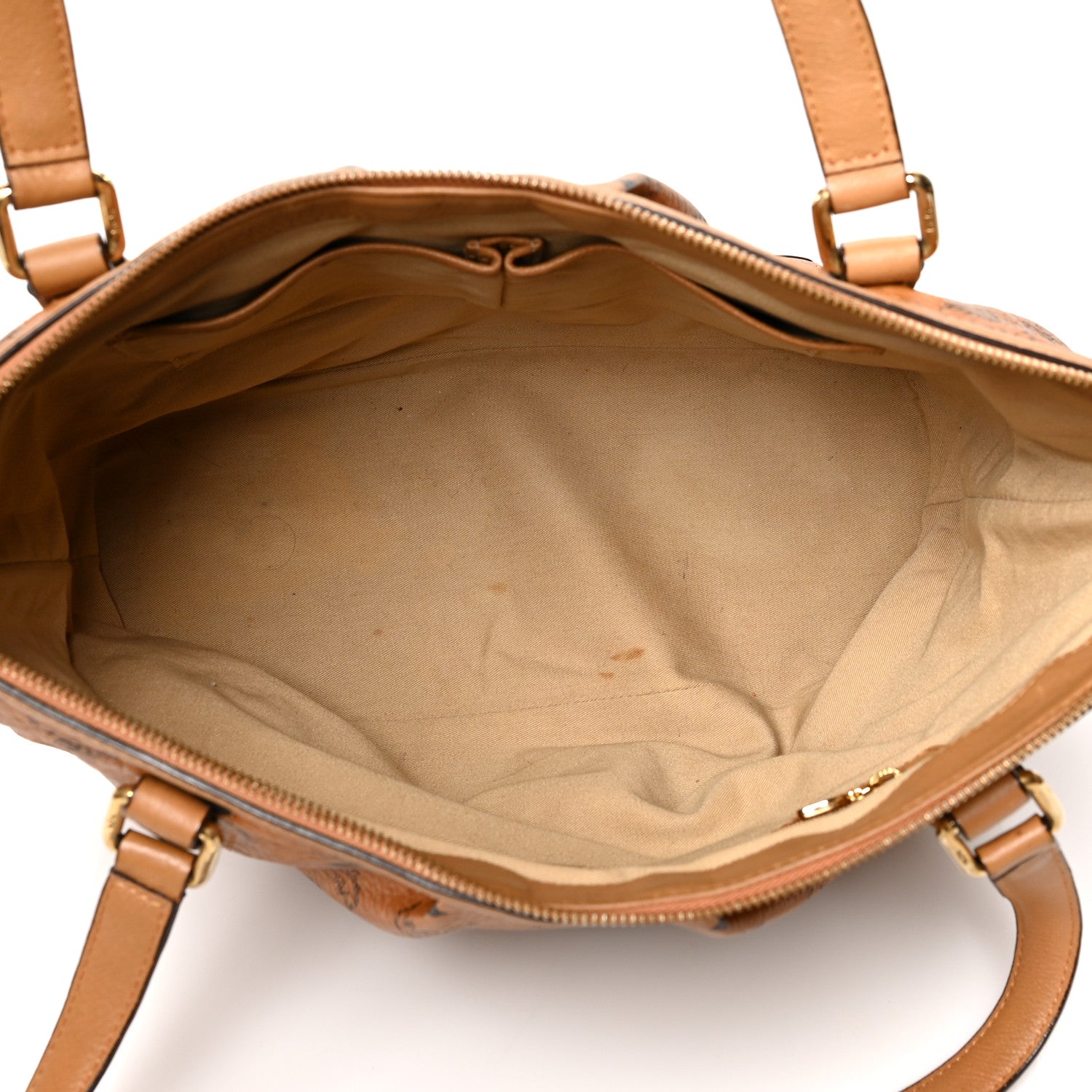 MCM Visetos Medium Essentials Shopper Tote Cognac 5 of 13