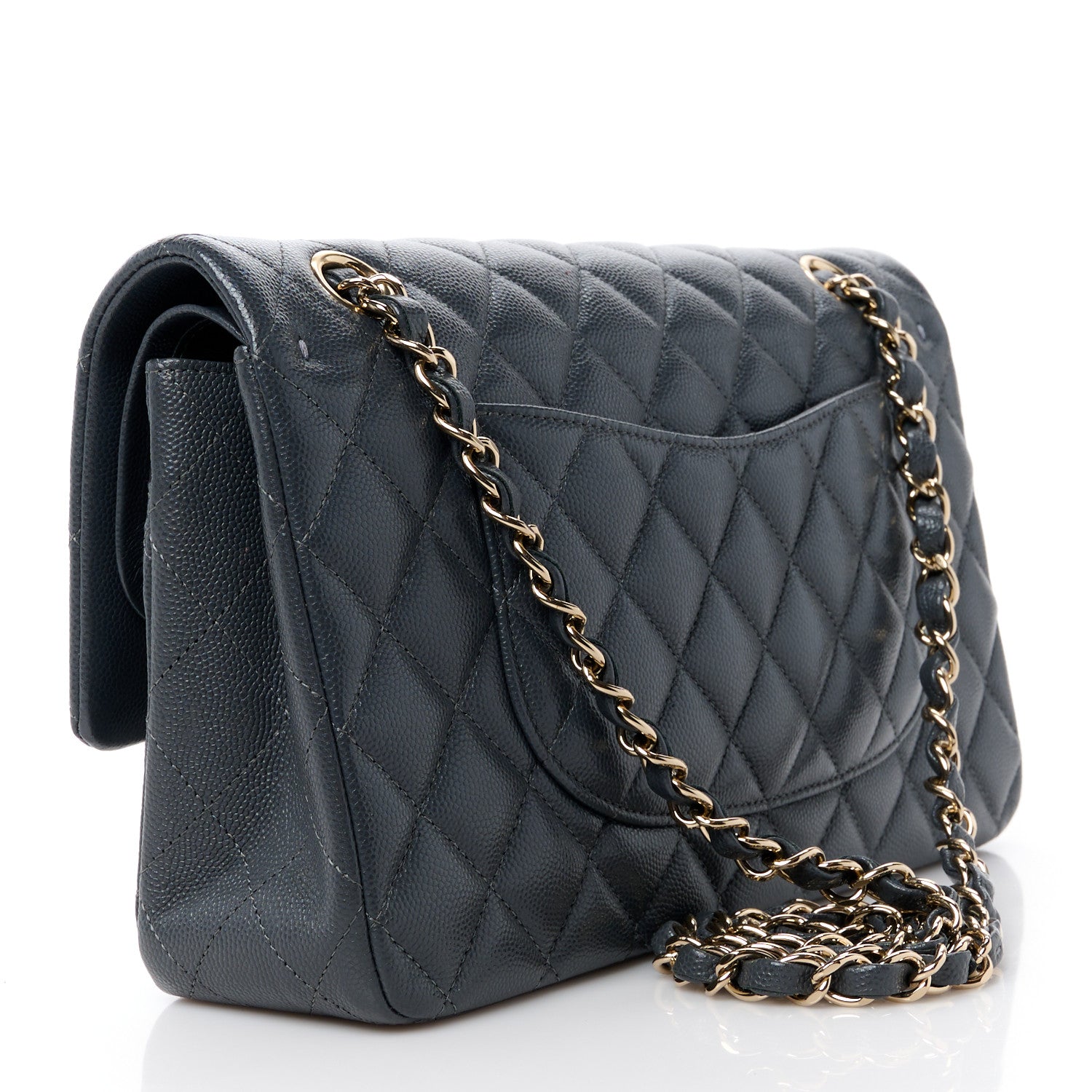 Chanel Caviar Quilted Medium Double Flap Dark Grey 3 of 11