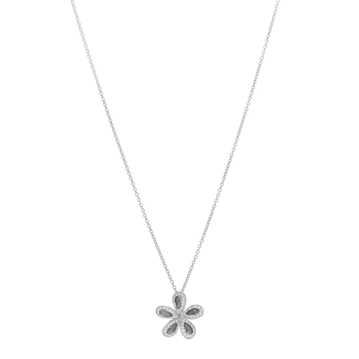 Roberto Coin 18K White Gold Diamond Fantasia Big Flower Pendant Necklace 1 of 3