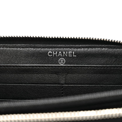 Chanel Patent Quilted Brilliant Zip Around Wallet Black 6 of 8