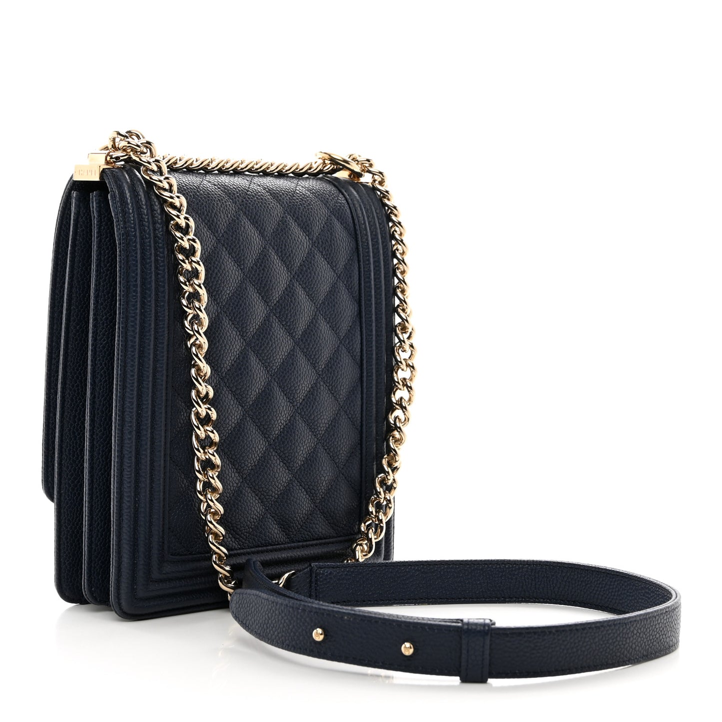 Caviar Quilted North South Boy Flap Blue