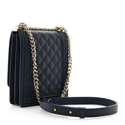 Chanel Caviar Quilted North South Boy Flap Blue 3 of 10