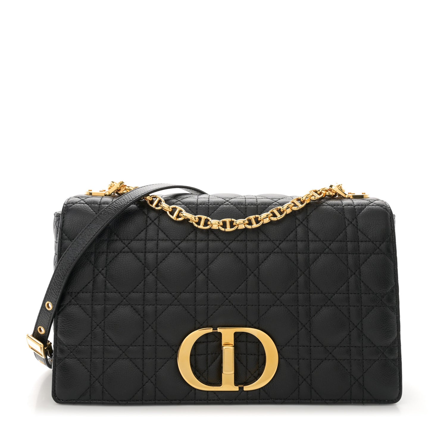 Grained Calfskin Cannage Large Caro Bag Black