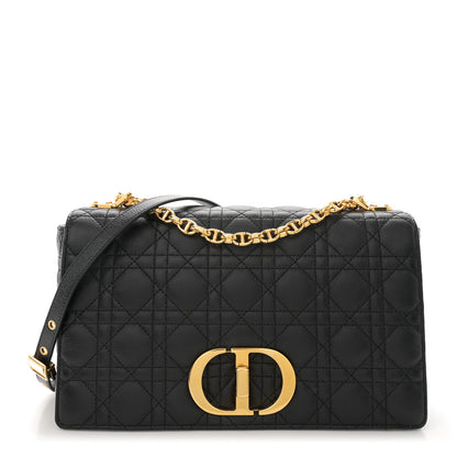 Christian Dior Grained Calfskin Cannage Large Caro Bag Black 1 of 11
