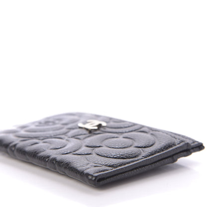 Chanel Caviar Camellia Embossed Card Holder Black 7 of 11