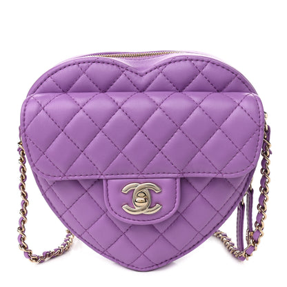 Chanel Lambskin Quilted CC In Love Heart Bag Purple 1 of 11