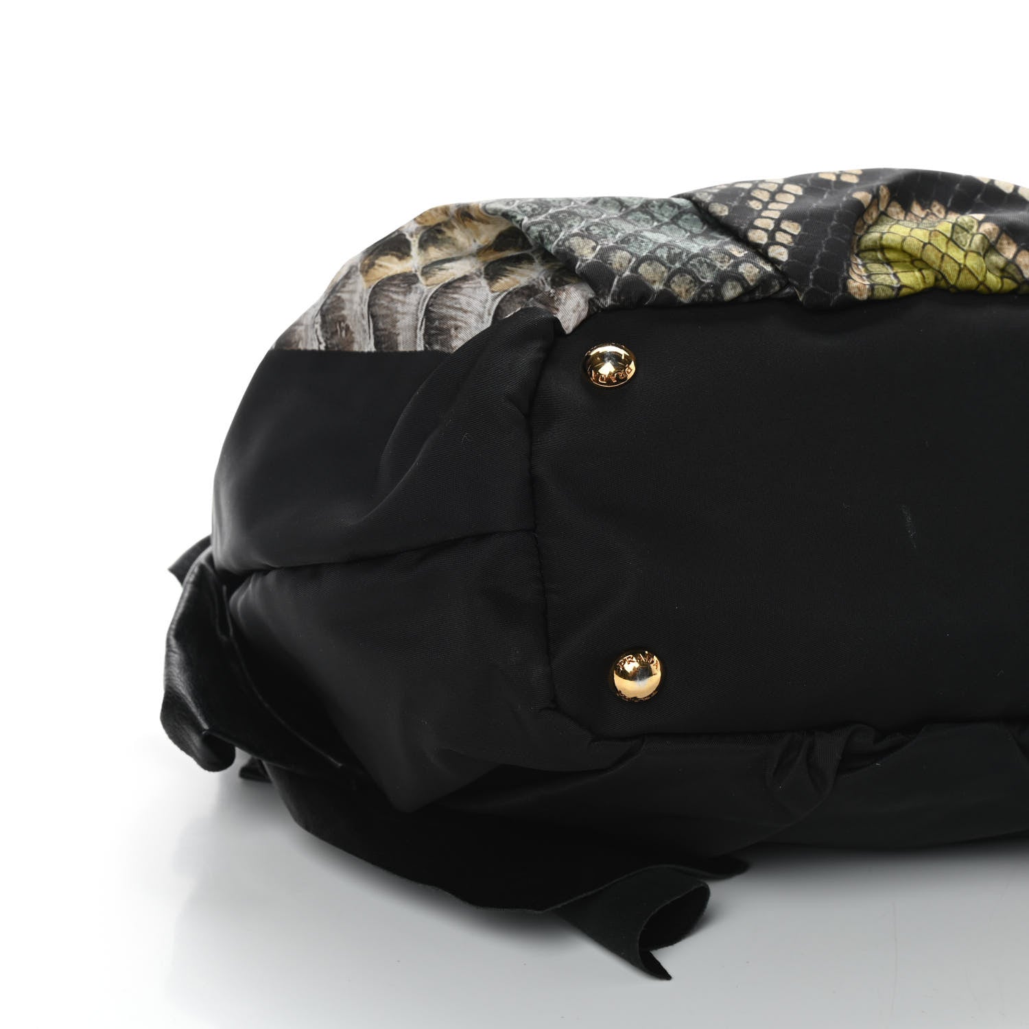 Prada Nylon Python Print Large Bow Bag Verde 8 of 12
