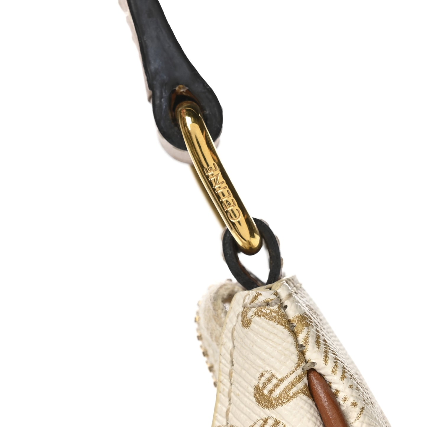 Canvas Calfskin Ava Triomphe Shoulder Bag White