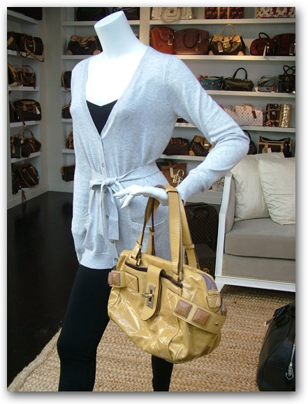 Chloe Patent Audra Tote Satchel Paille Yellow 2 of 12