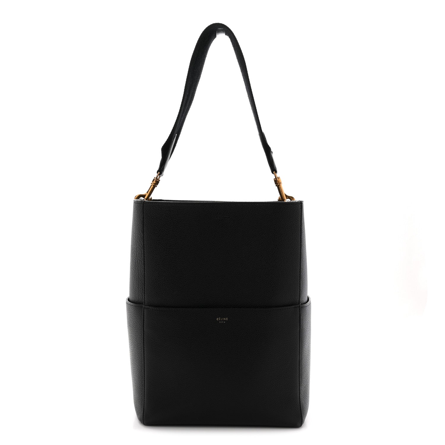 Celine Soft Grained Calfskin Sangle Bucket Bag Black 1 of 12