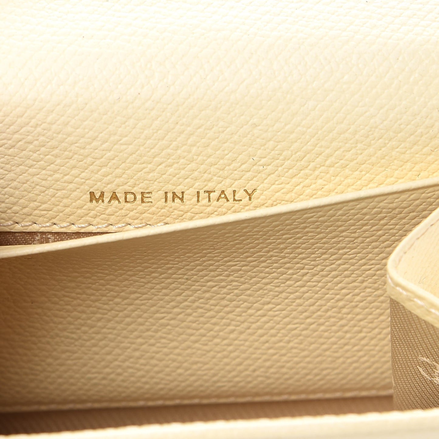 Grained Calfskin CC Button Card Holder Beige