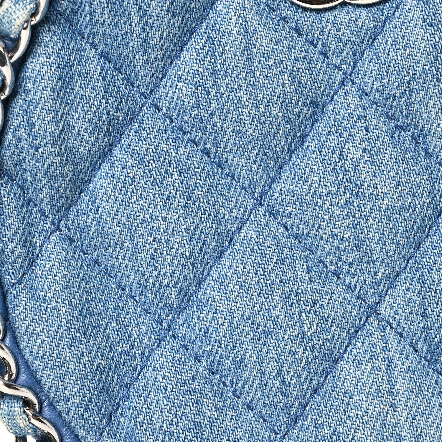 Chanel Denim Quilted Round Clutch With Chain Blue 8 of 10