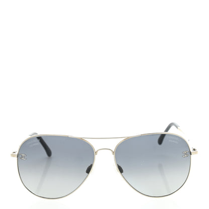 Chanel Metal Polarized Aviator CC Sunglasses 4189-T-Q Silver 2 of 8