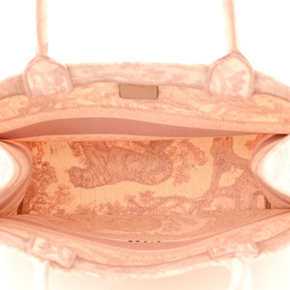 Christian Dior Canvas Embroidered Medium Dioriviera Toile De Jouy Book Tote Rose 4 of 11