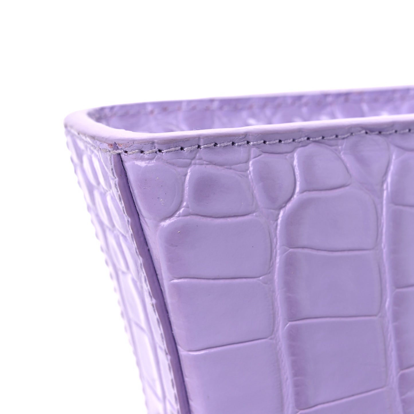 Shiny Calfskin Crocodile Embossed Hourglass Chain Bag Lilac