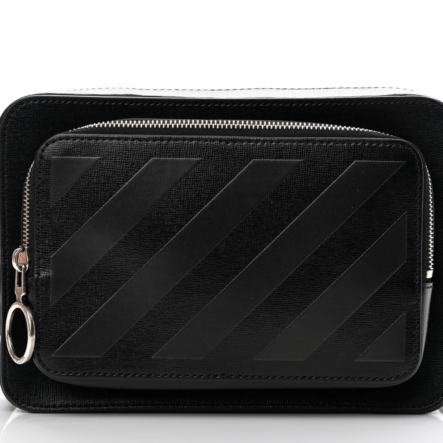Saffiano Striped Diag Belt Bag Black