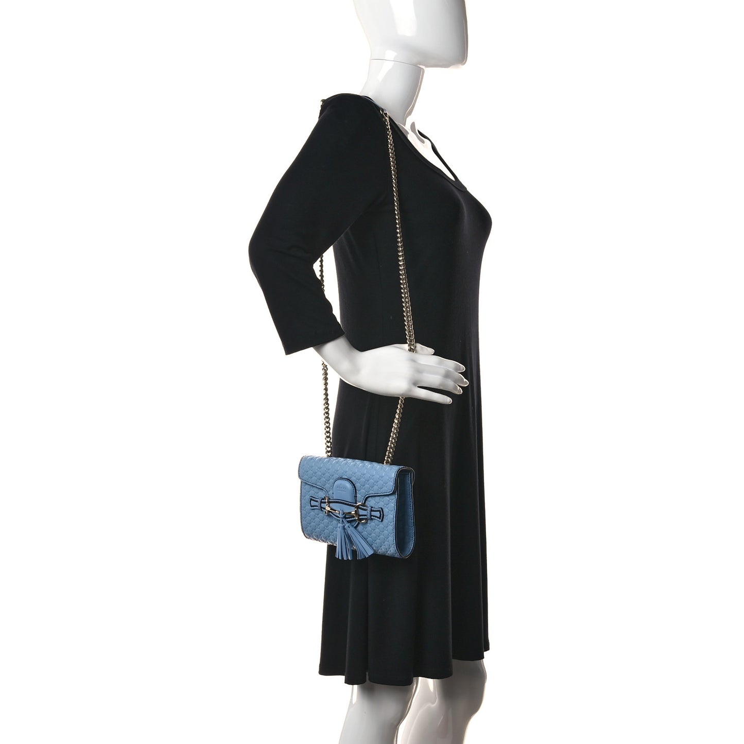 Soft Microguccissima Mini Emily Chain Shoulder Bag Mineral Blue