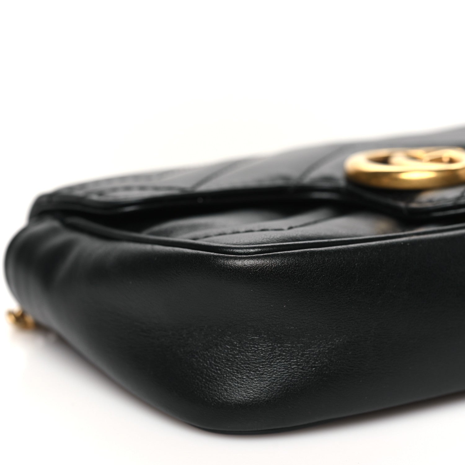 Gucci Calfskin Matelasse Super Mini GG Marmont Shoulder Bag Black 9 of 10