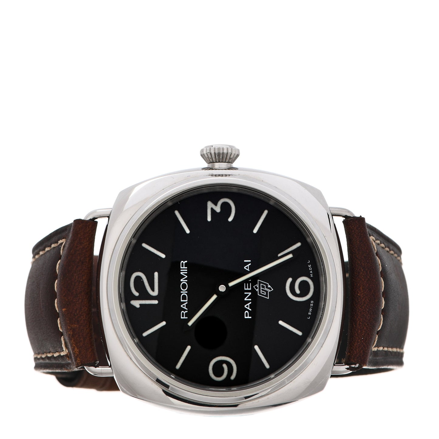 Stainless Steel Calfskin 45mm Radiomir Manual Winding Watch Black PAM00753