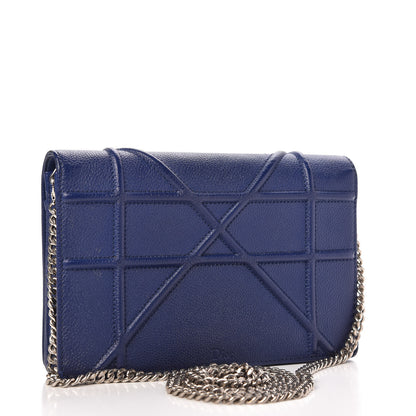 Christian Dior Grained Calfskin Diorama Wallet on Chain Pouch Blue 3 of 12