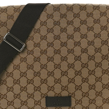 Gucci Monogram Large Flap Messenger Bag Beige Dark Brown 8 of 10