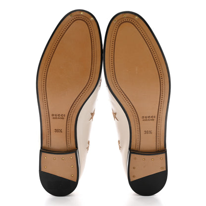 Gucci Goatskin Bee Star Embroidered Womens Jordaan Loafers 36.5 Mystic White 5 of 17