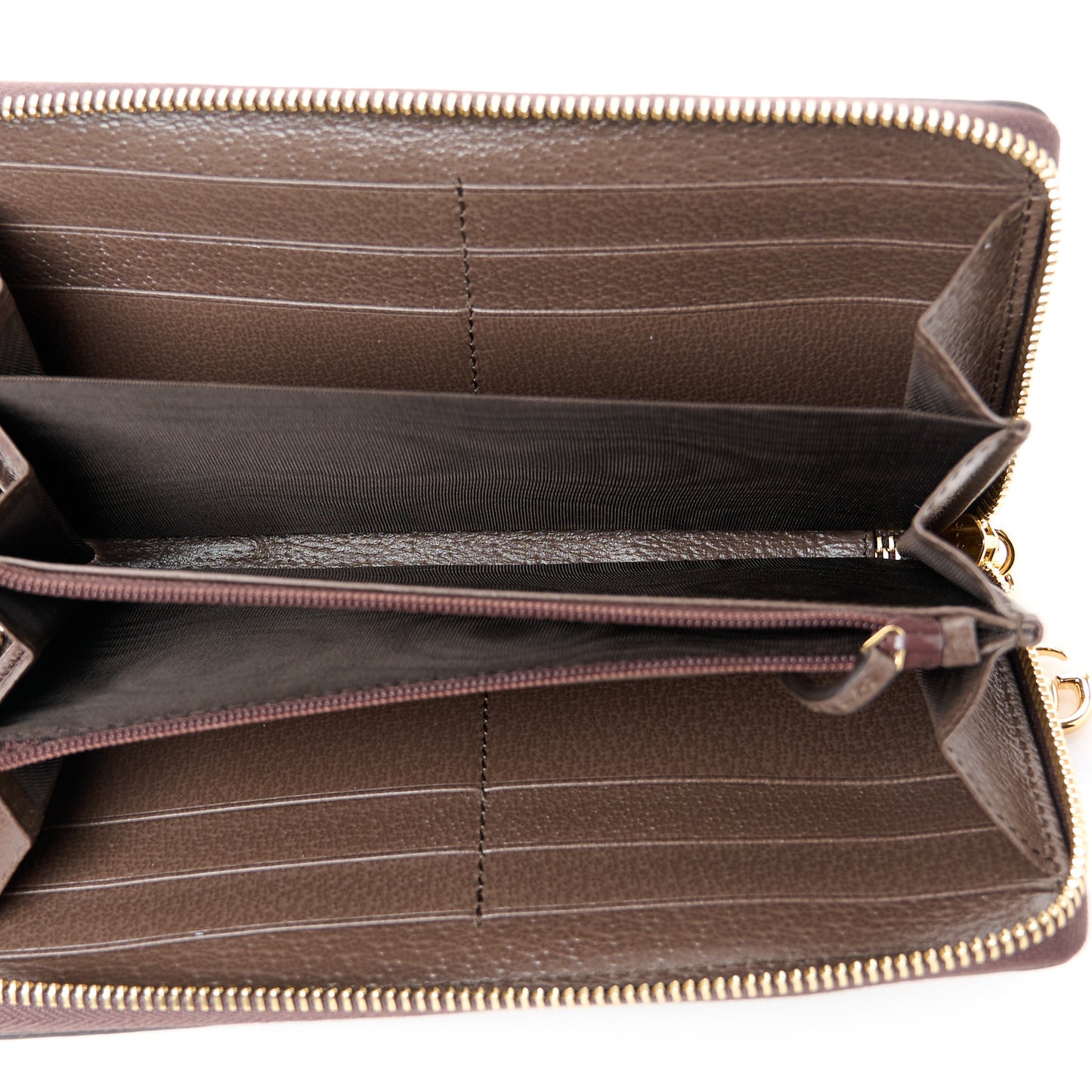 GG Supreme Monogram Web Ophidia Zip Around Wallet Brown