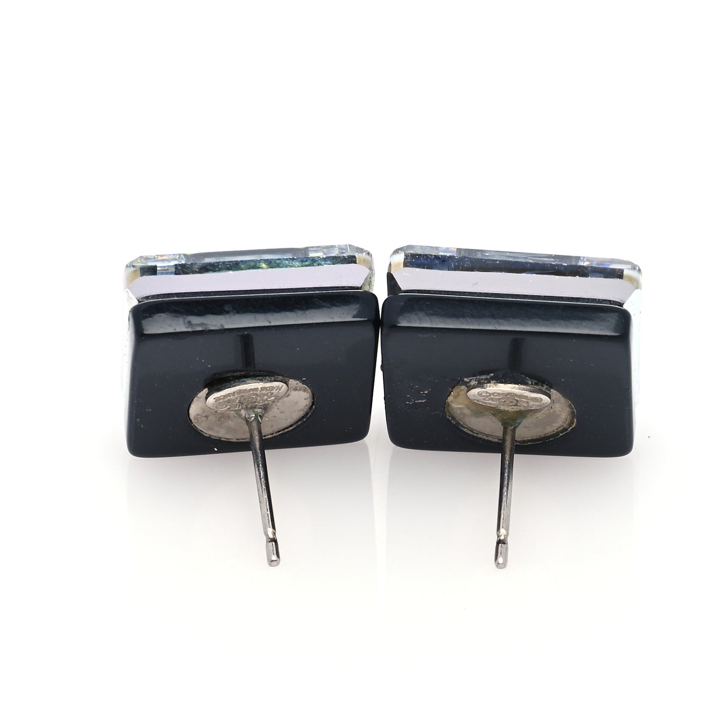 Crystal CC Square Charm Earrings Black
