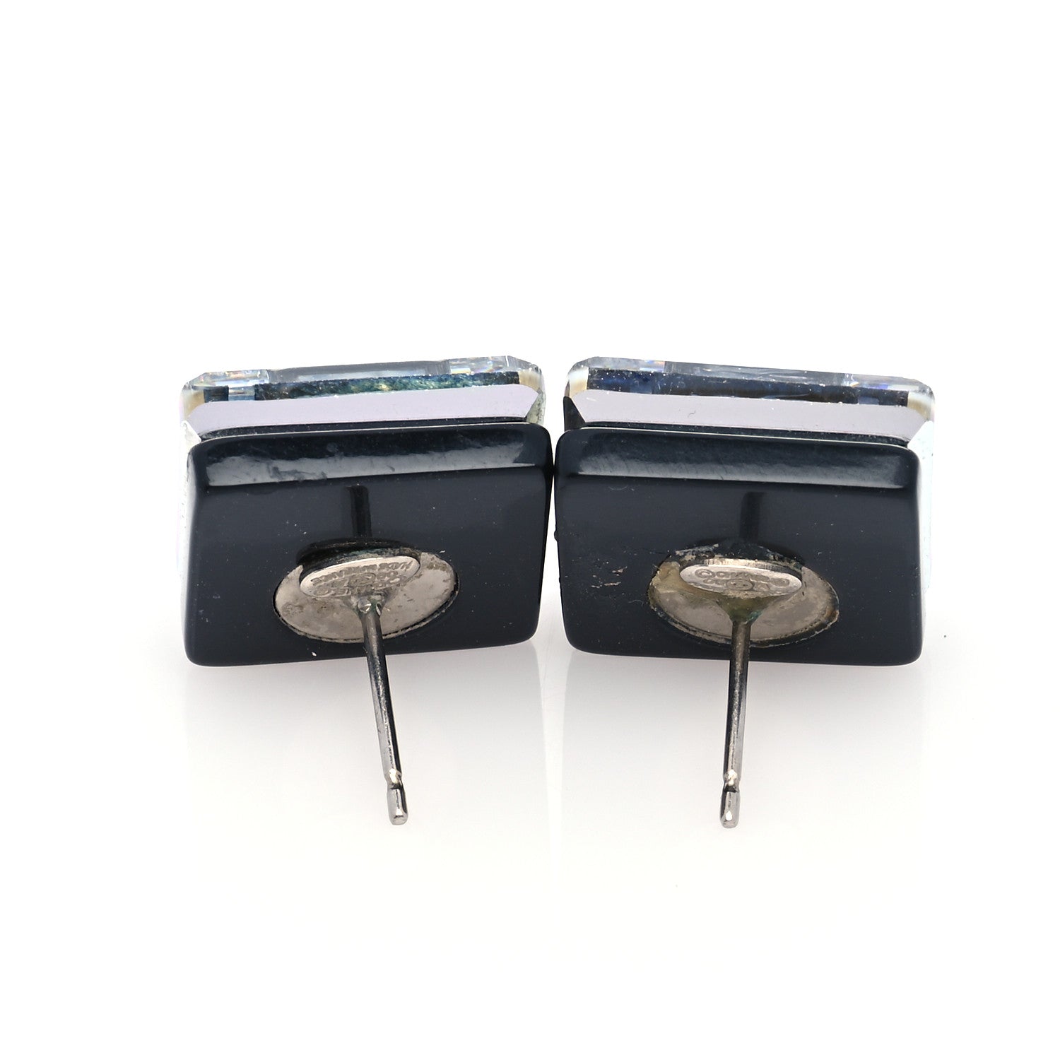 Chanel Crystal CC Square Charm Earrings Black 3 of 4