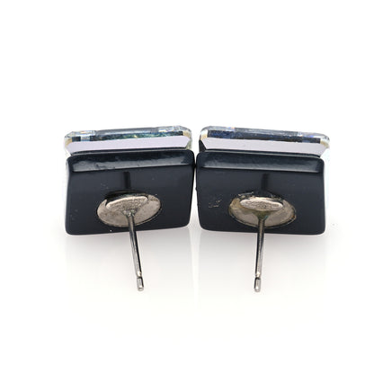 Chanel Crystal CC Square Charm Earrings Black 3 of 4