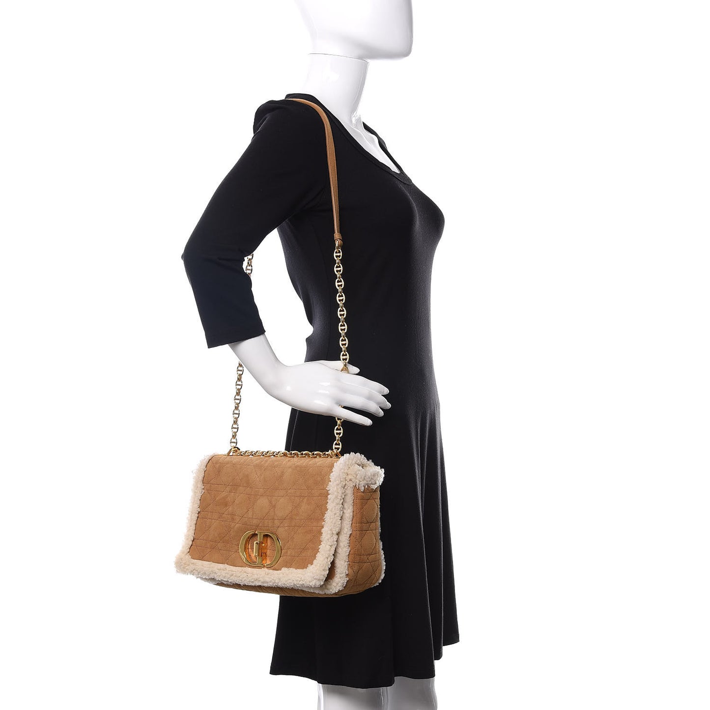 Shearling Cannage Large Caro Bag Camel