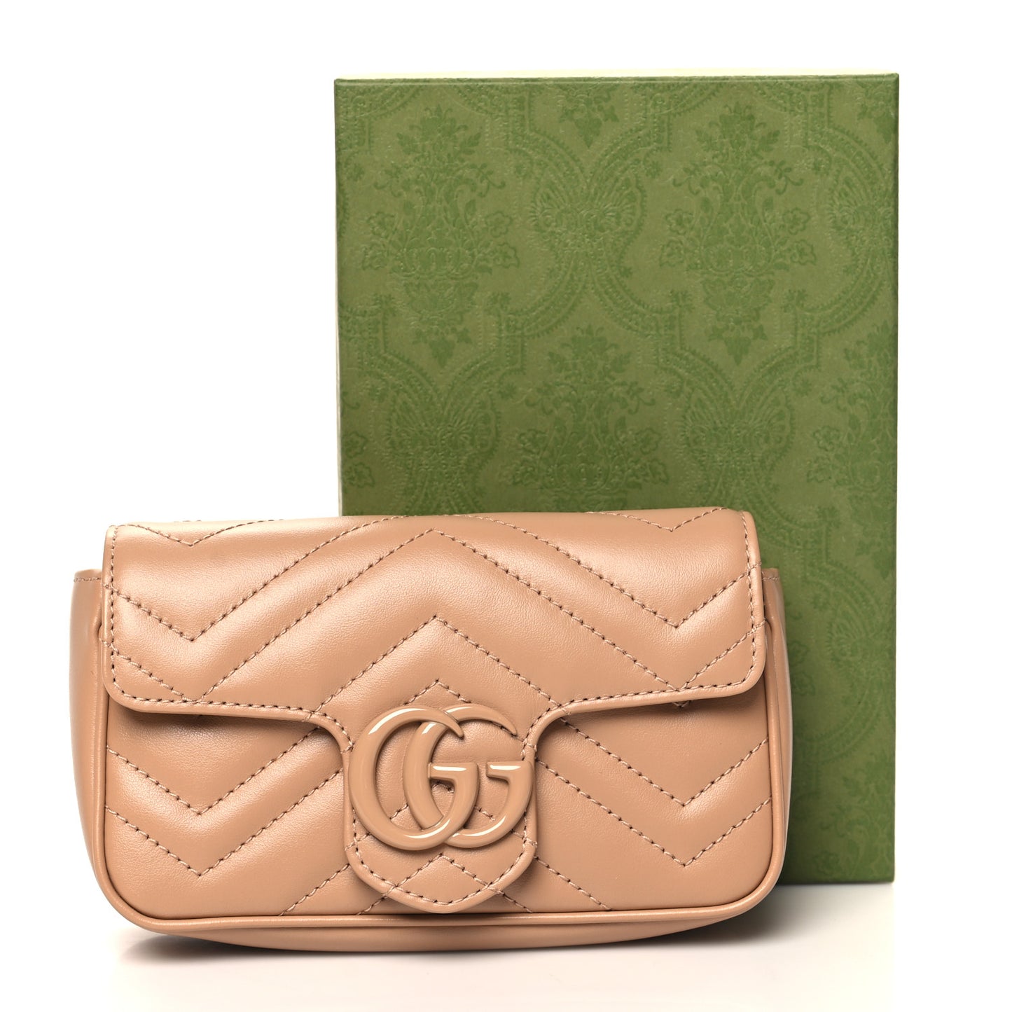 Calfskin Matelasse Monochrome Super Mini GG Marmont Shoulder Bag Camelia
