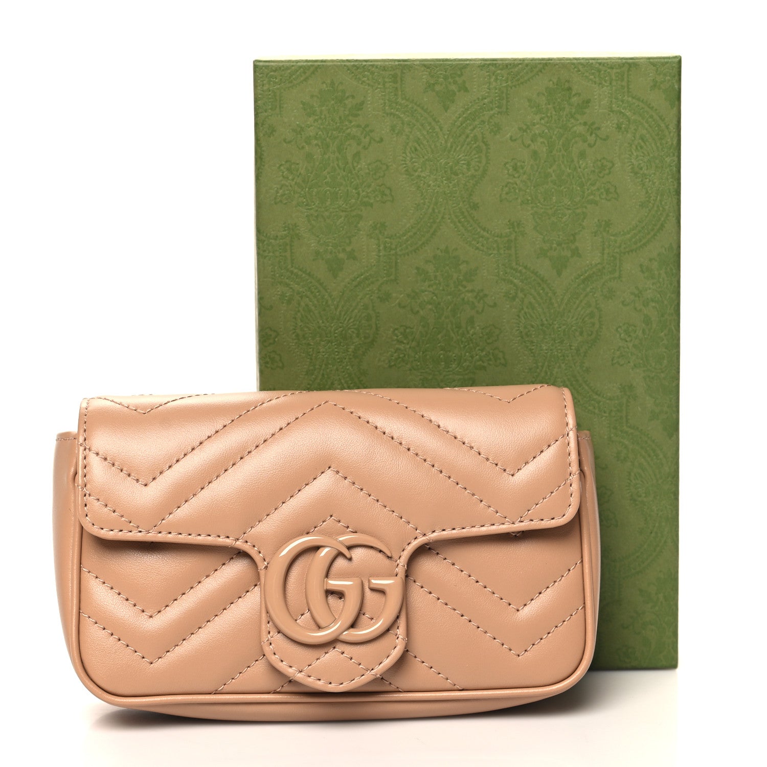 Gucci Calfskin Matelasse Monochrome Super Mini GG Marmont Shoulder Bag Camelia 11 of 11