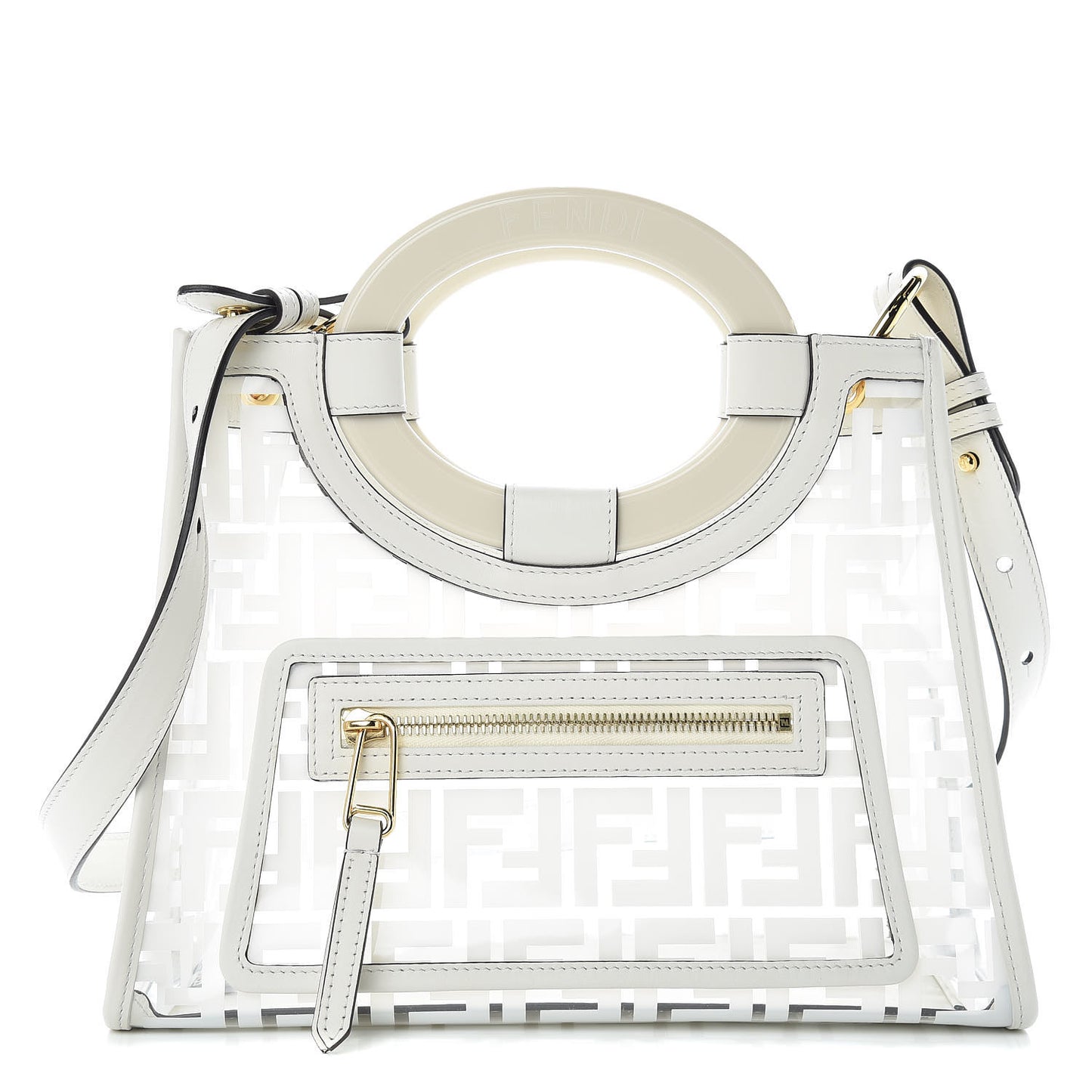 TPU FF Vitello Century Plexiglass Small Runaway Shopper Tote White