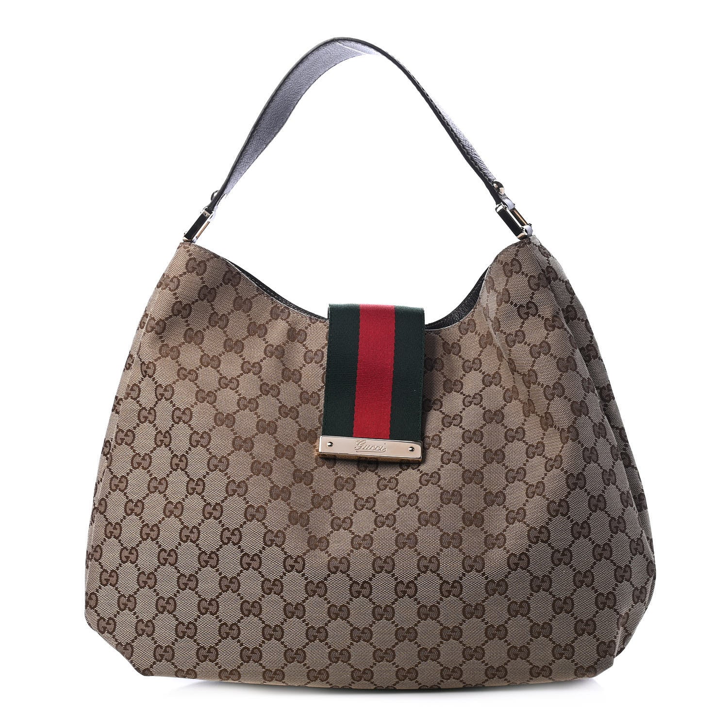 Gucci Monogram Large New Ladies Web Hobo Dark Brown 1 of 6