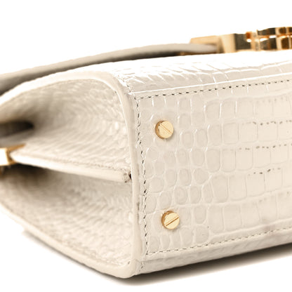 Saint Laurent Crocodile Embossed Mini Classic Monogram Cassandra Top Handle Crema Soft 7 of 8