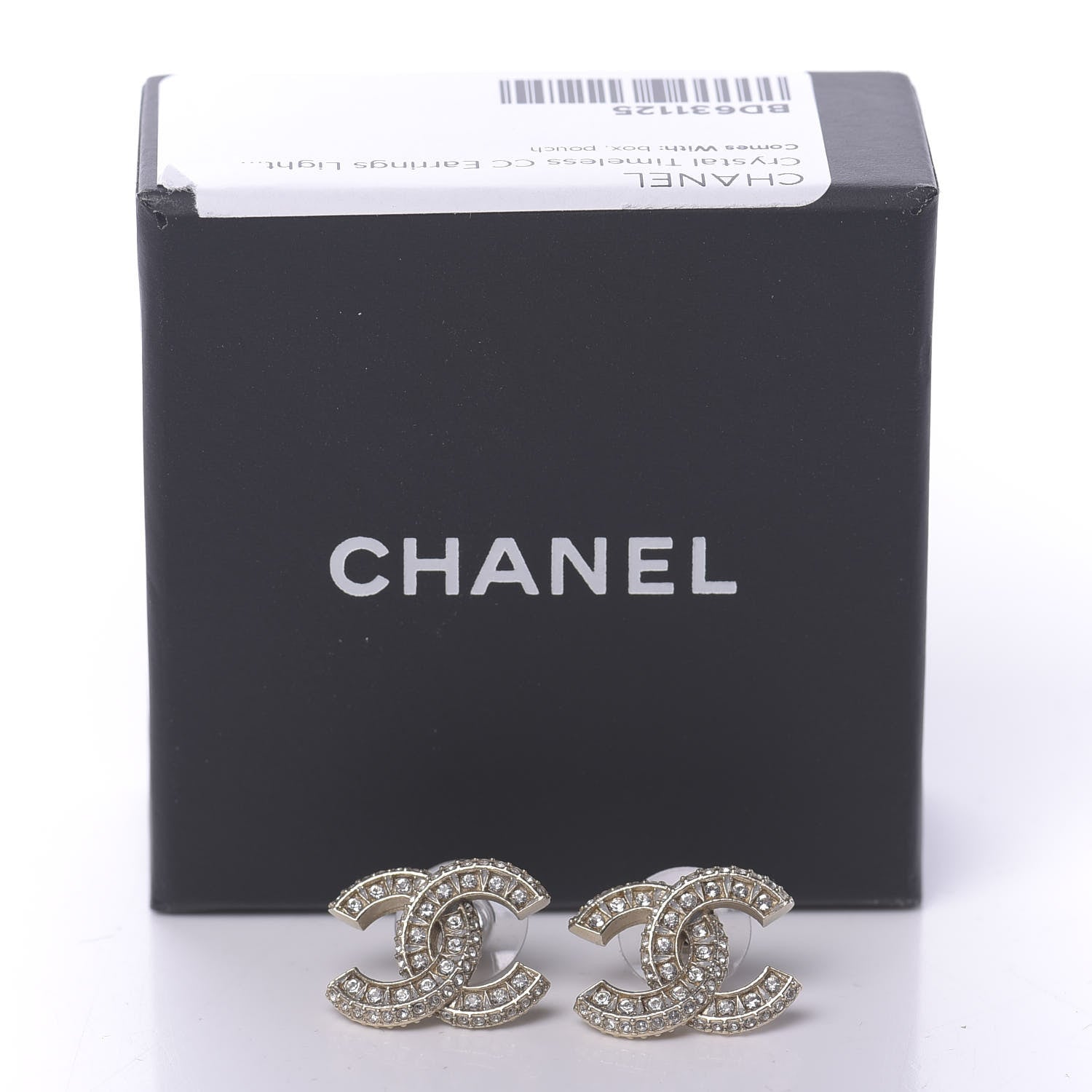 Chanel Crystal Timeless CC Earrings Light Gold 5 of 5