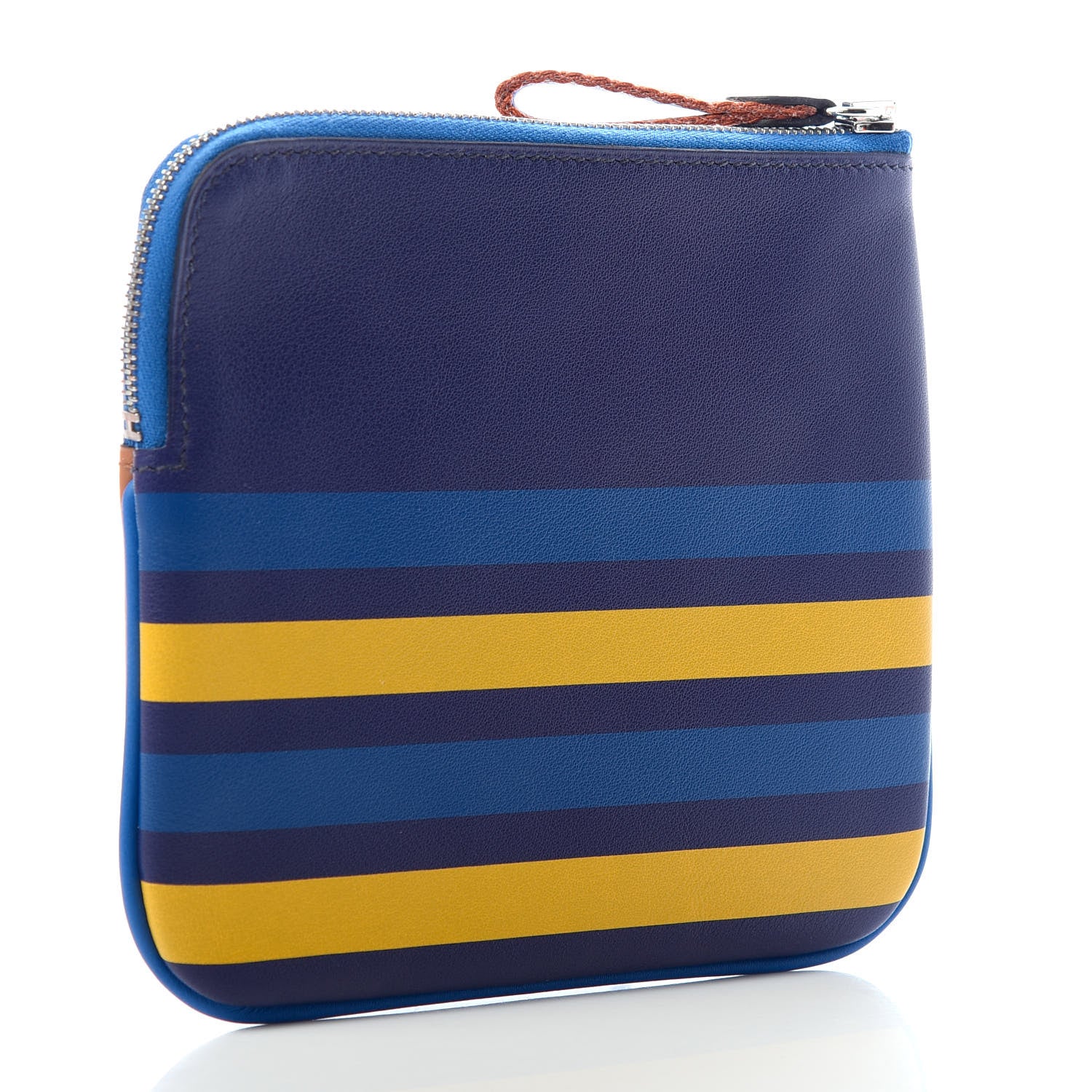 Hermes Swift Couverture Nouvelle Carre Pocket Pouch Gold Bleu Encre 3 of 6