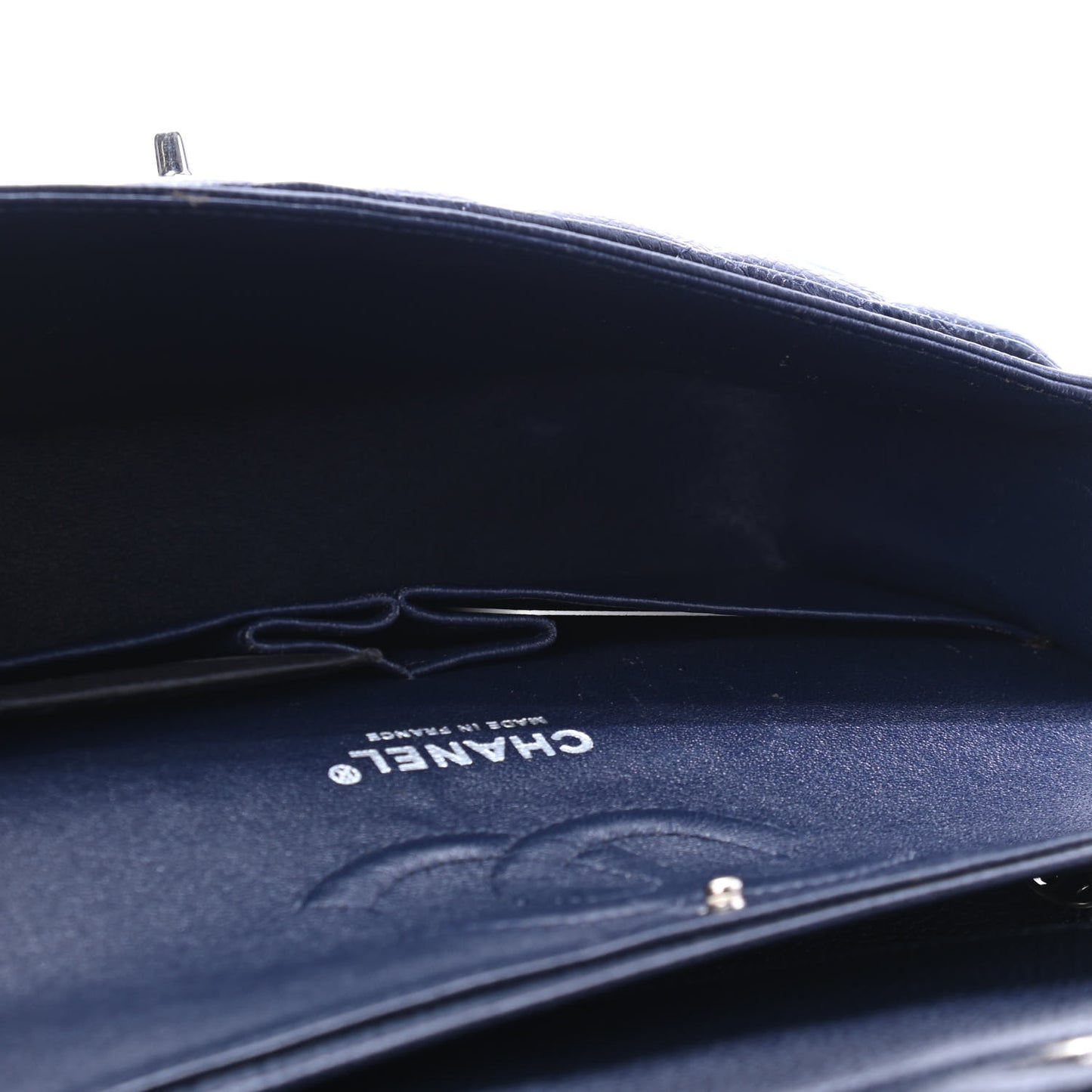 Caviar Quilted Medium Double Flap Navy