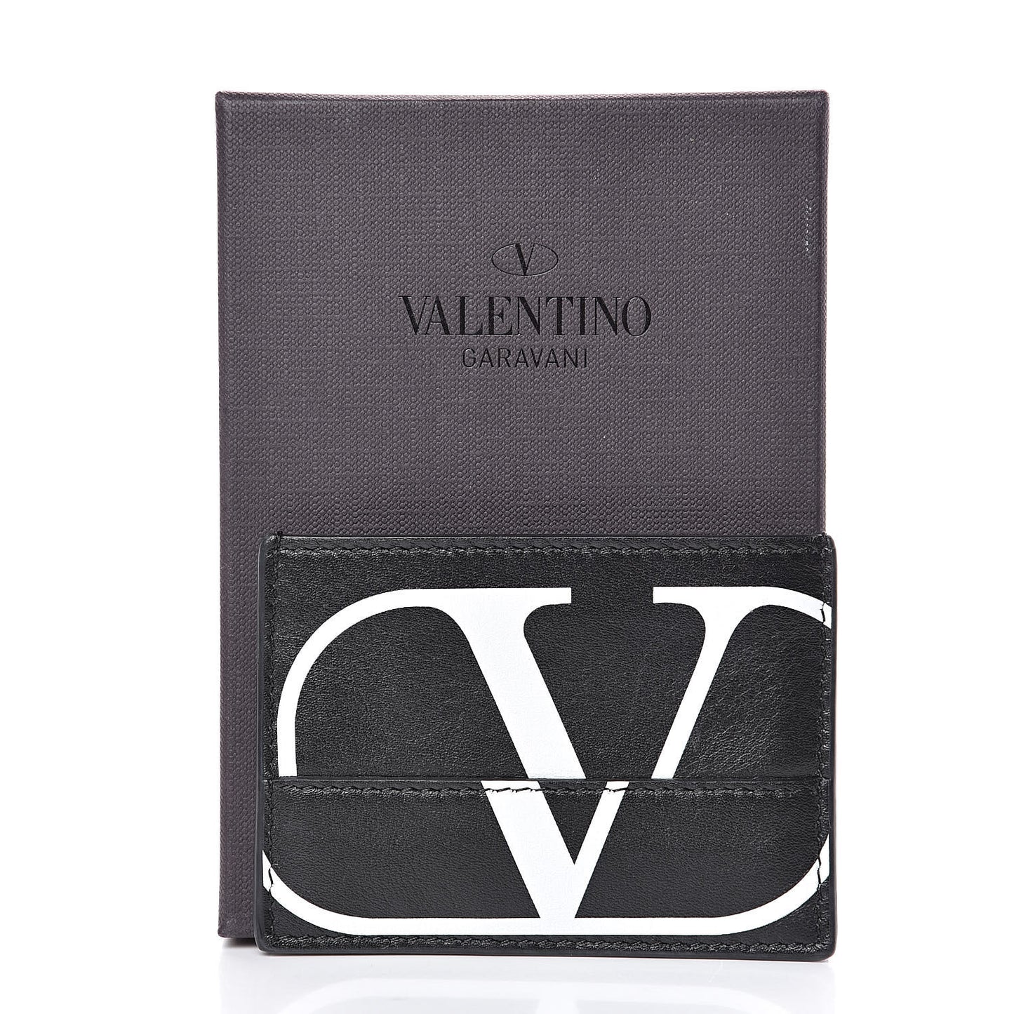 Calfskin Go Logo Card Holder Black