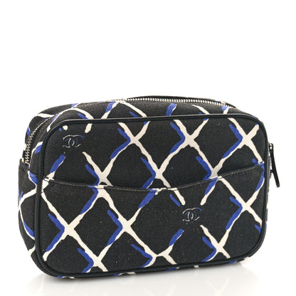 Chanel Canvas Airline Cosmetic Case Blue White 3 of 9