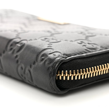 Gucci Guccissima Margaux Calfskin Metal Bar Zip Around Wallet Black 7 of 9